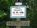 Holzschild Spiessenbergweg, blauer Rhombus