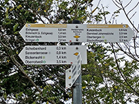 Wegweiser „Wanderparkplatz Rüttibuck (335m)“ (Foto: Gerd Schnee)